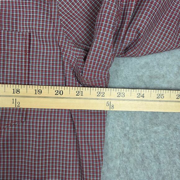 Nordstrom Mens Large Non Iron Trim Fit Long Sleeve Button Down Shirt Red Plaid - Picture 7 of 9